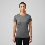 Blank short sleeve dri-fit women's fishing tee front.