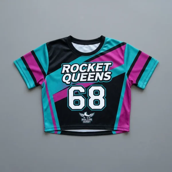 Cropped roller derby jersey.