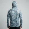 Custom camo upf 50+ hooded long sleeves fishing jersey back.