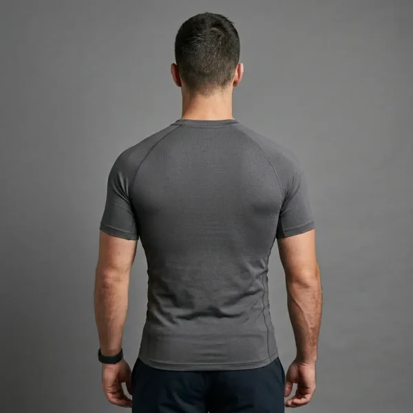 Custom raglan sleeves compression fit dri fit shirt back.