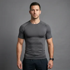 Custom raglan sleeves compression fit dri fit shirt front.