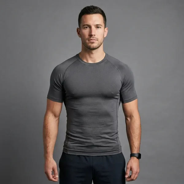 Custom raglan sleeves compression fit dri fit shirt front.