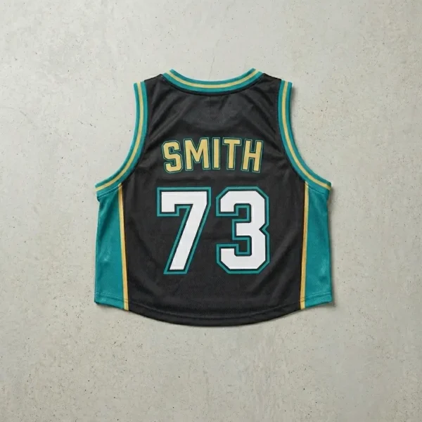 Custom cropped roller derby jersey back.