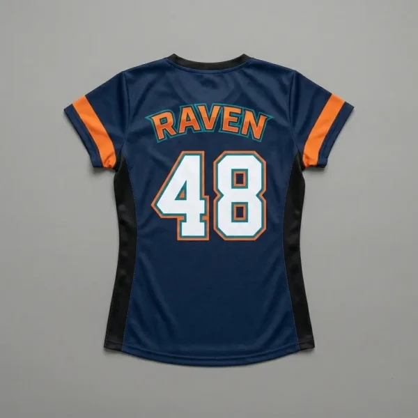 Custom curved fit roller derby jersey back.