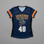 Custom curved fit roller derby jersey front.
