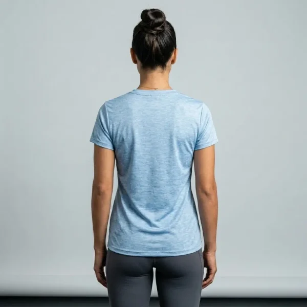 Custom dri-fit v-neck women's fishing shirt back.