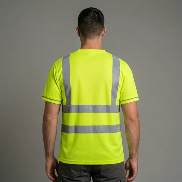 Custom hi vis dri fit shirt back.