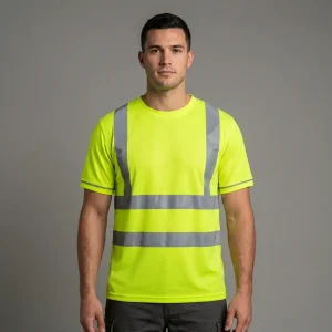 Custom hi vis dri fit shirt front.