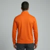 Custom orange qaurter zip dri fit shirt back.