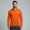 Custom orange qaurter zip dri fit shirt front.