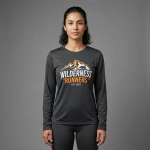 Custom printed long sleeves dri fit t-shirt front.