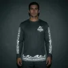 Custom long sleeve reflective print night fishing shirt front.