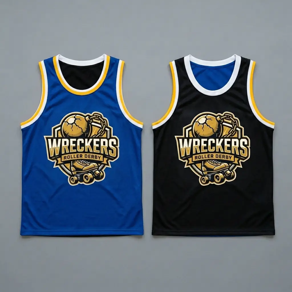 Custom roller derby reversible scrimmage jersey front.