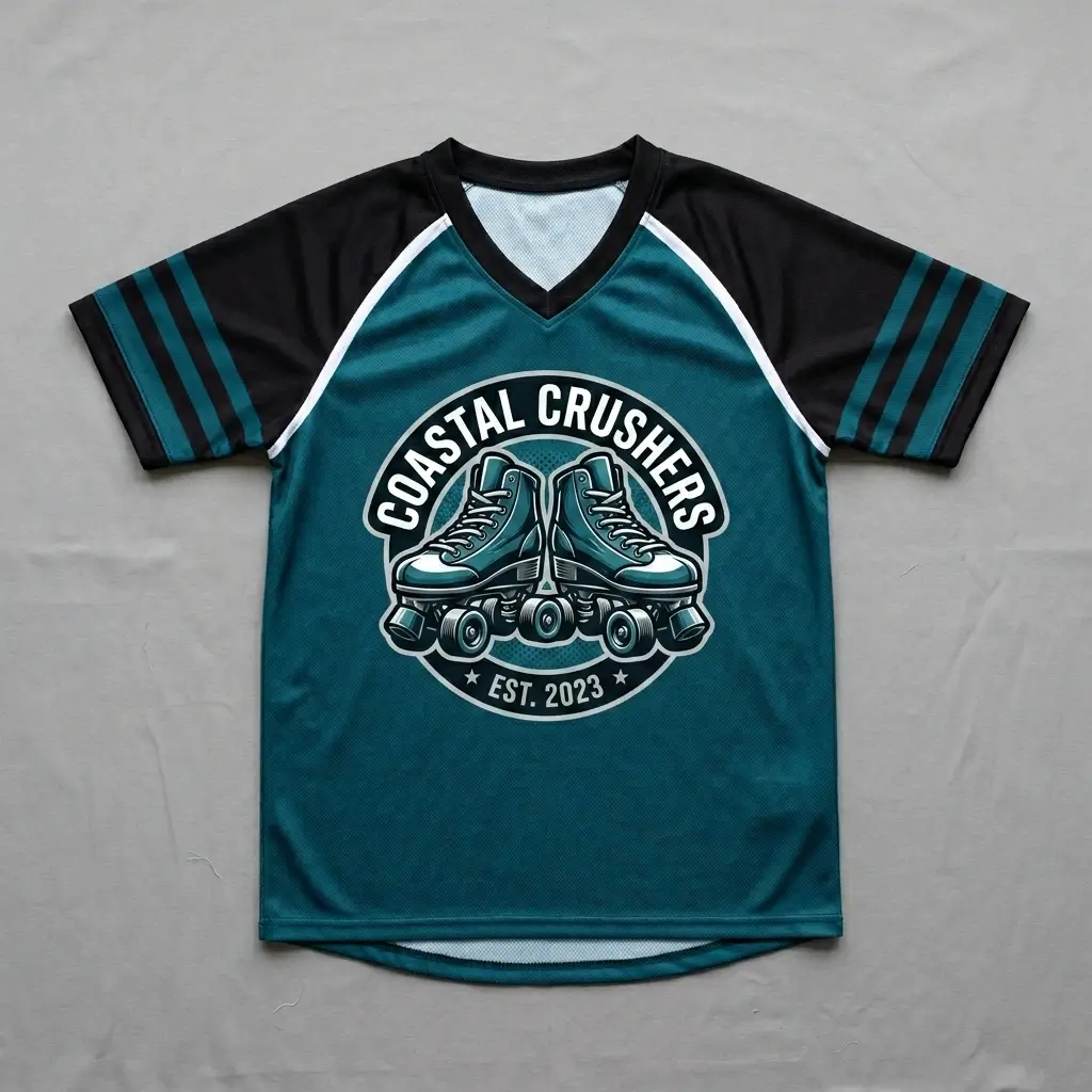 Custom roller derby scrimmage jersey front.