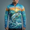 Custom sublimated long sleeve fishing shirt front.