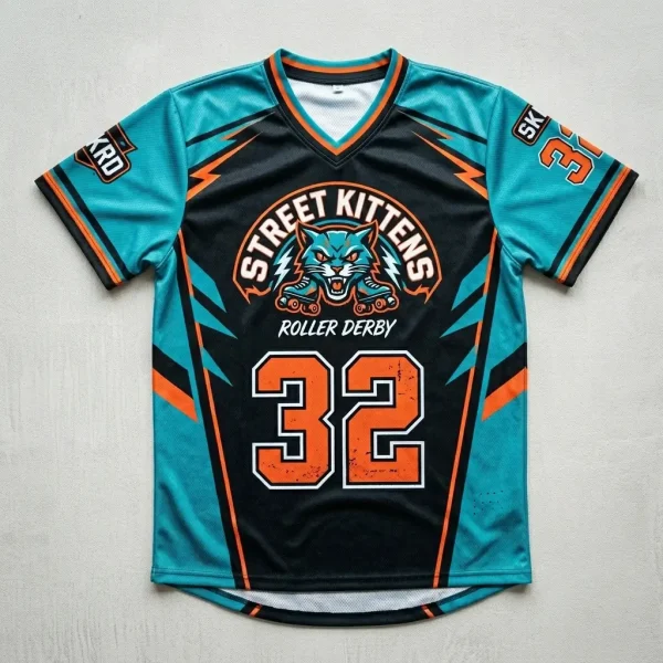 Custom sublimated roller derby team jersey.