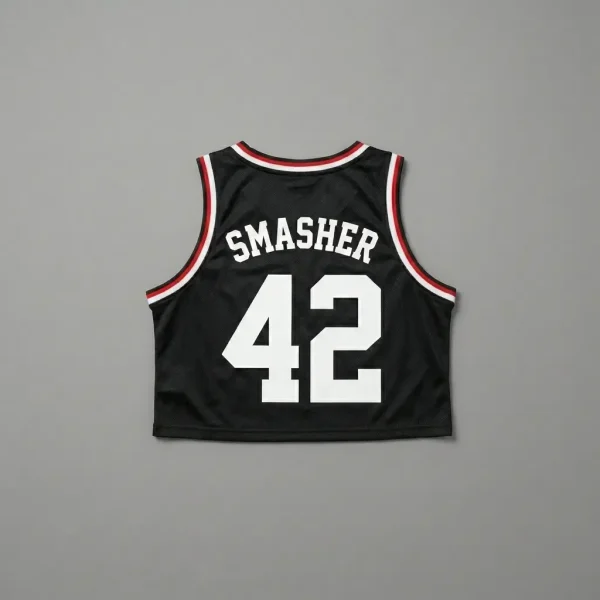 Custom ultra cropped roller derby jersey back.