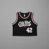 Custom ultra cropped roller derby jersey front.
