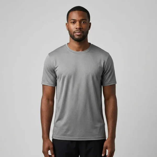 Gray regular fit dri fit shirt.