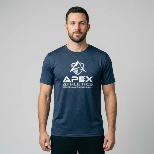 Men blue custom dri fit t shirt.