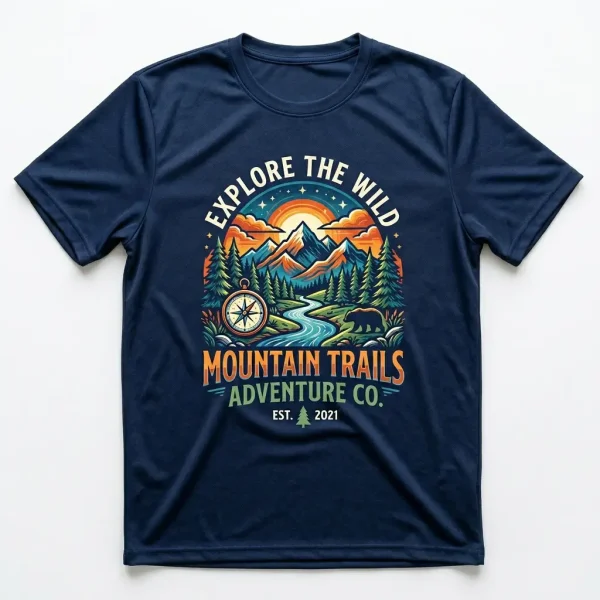 Navy dtf printed dri fit shirt.