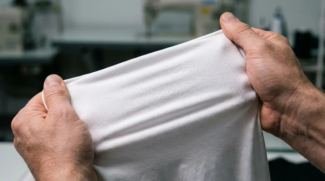 Close-up of a premium poly-spandex 4-way stretch fabric used for durable and flexible athletic jerseys.