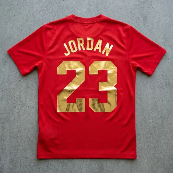 Red heat transfer vinyl dri fit shirt.