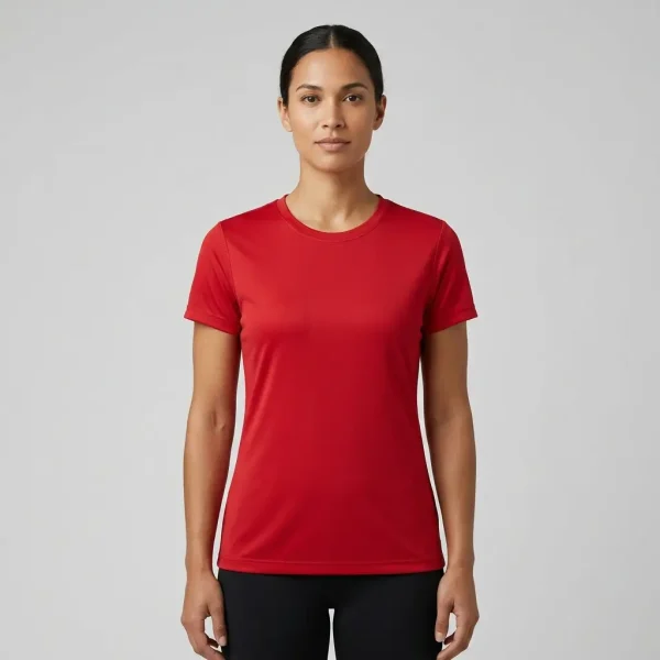 Red slim fit dri fit t shirt.