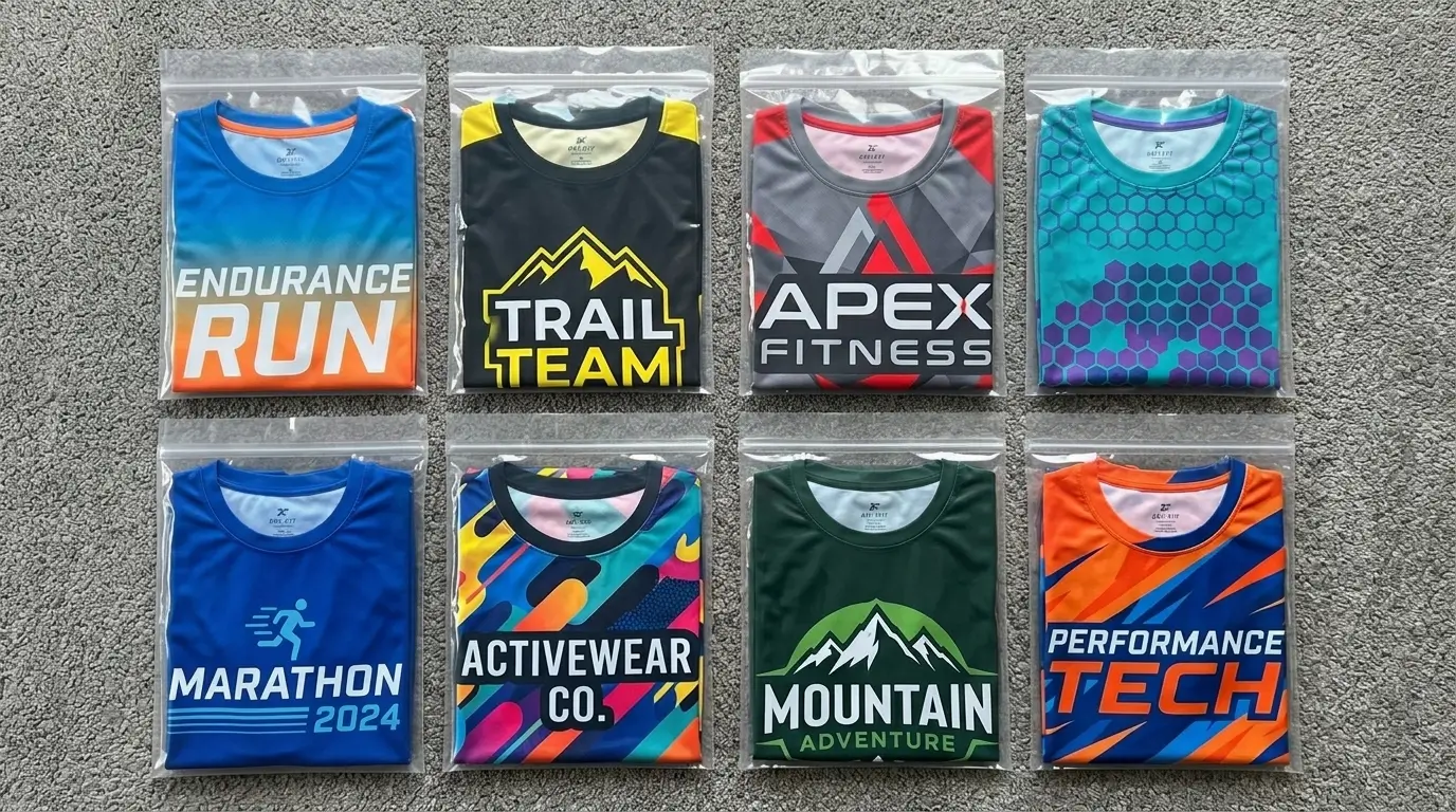 Sublimated custom dri fit shirts packed.