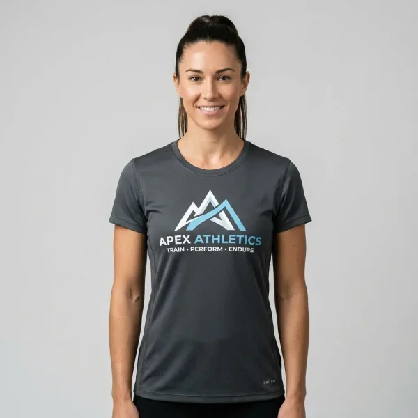Women gray custom dri fit t shirt.