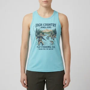 Women's upf 50+ sleeveless fishing tank top front.