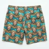 All over aquaman face printed board shorts back.