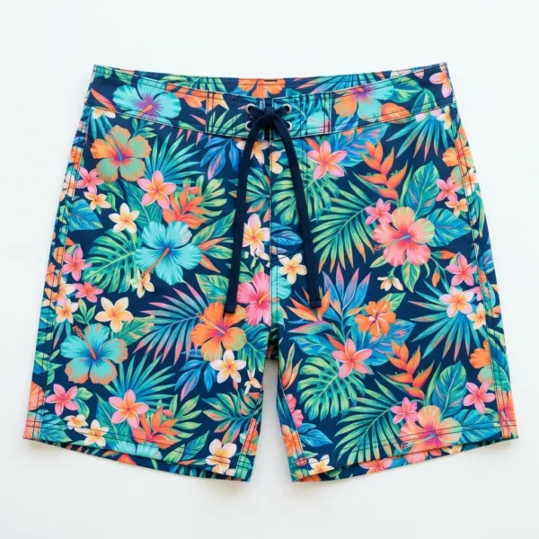 All over printed floral board shorts.