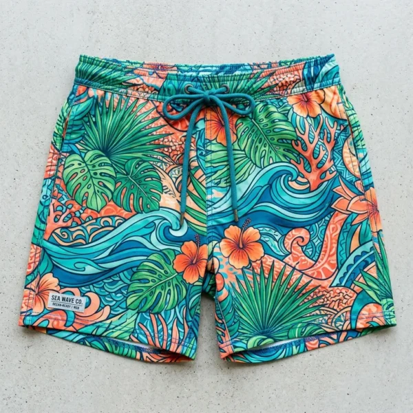 All over sublimated printed swim trunks.