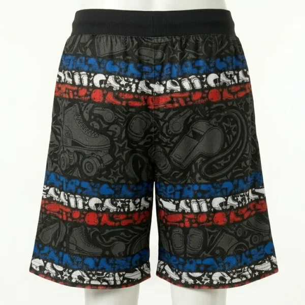 Basketball style roller derby shorts back.
