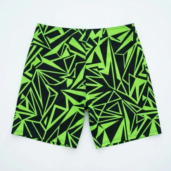 Black and neon green crossfit board shorts back.