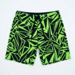 Black and neon green crossfit board shorts front.