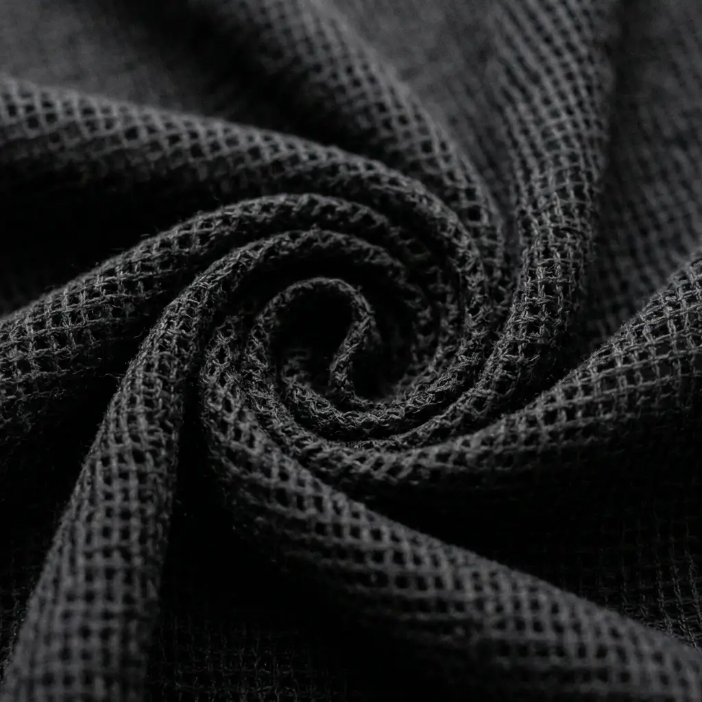 Black cotton mesh fabric.