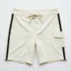 Blank off-white board shorts front.