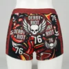 Custom roller derby booty shorts with side panel back.
