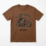 A brown t-shirt with chopper biker printed graphic.