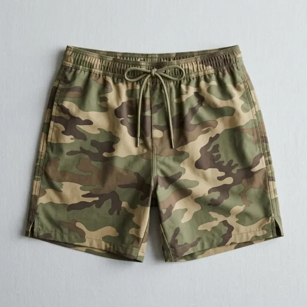 Custom camo swim trunks.