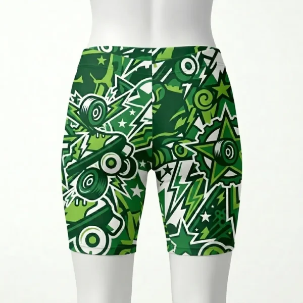 Custom compression bike shorts with logo print back.