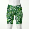 Custom compression bike shorts with logo print front.