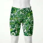 Custom compression bike shorts with logo print front.