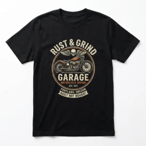 Black custom motorcycle garage t-shirt.