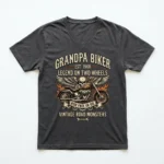 A V-Neck grandpa biker graphic shirt with bold chest print.