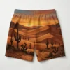 Desert landscape sand dunes swim trunks back.