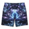 Electric lightning storm artwork swim trunks back.
