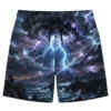 Electric lightning storm artwork swim trunks front.